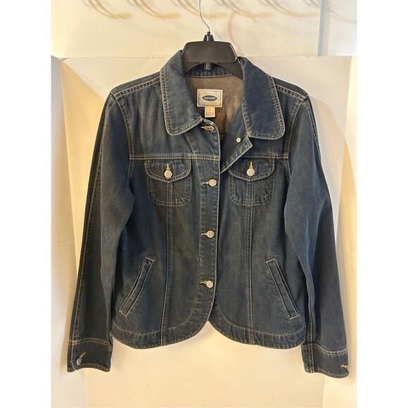Old Navy Jackets & Blazers - Old navy jean denim jacket womens large‎ hand painted Asian symbol rn#54023